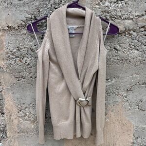 Vintage Cache Metallic Peek-a-boo Shoulder Keyhole Long Sleeve Buckle Size Xs